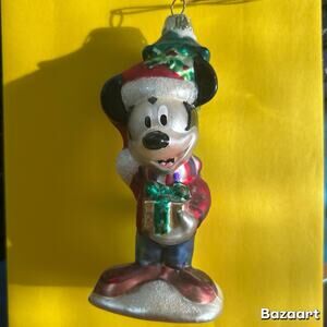 5” Disney Mickey Mouse Blown Glass Christmas Ornament By Santa’s Best No Box